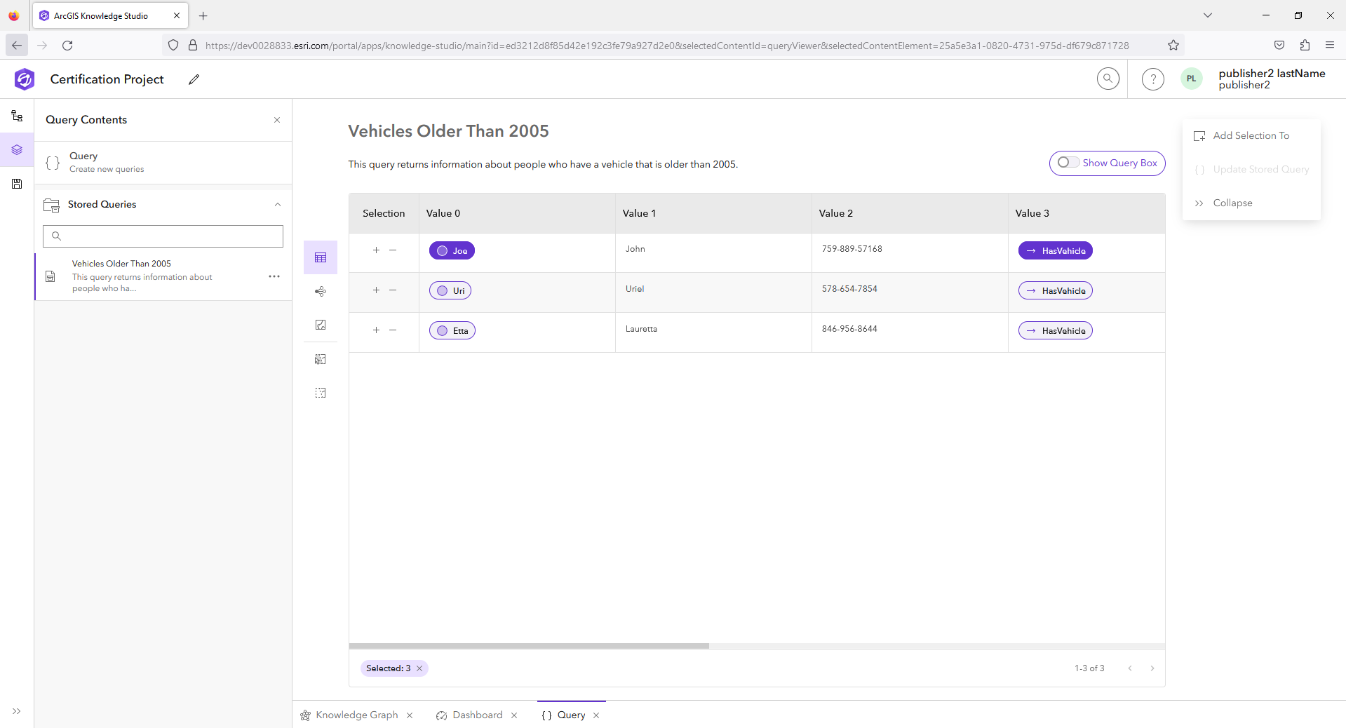 Ergebnistabelle einer gespeicherten Abfrage Ergebnistabelle einer gespeicherten Abfrage