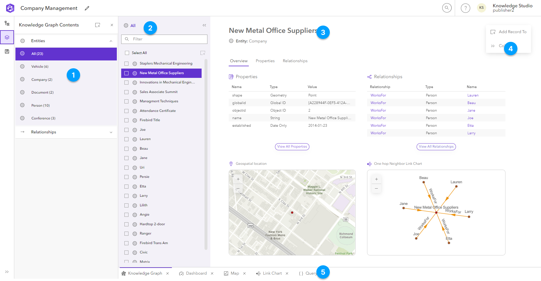 Darstellung der Wissensgraph-Ansicht Darstellung der Wissensgraph-Ansicht