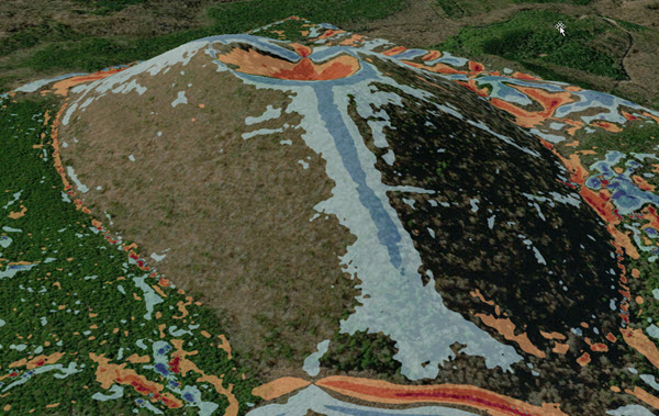 Tangentialkrümmung bei Vulkankegel Tangentialkrümmung bei Vulkankegel