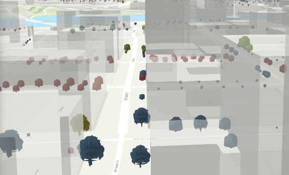 Mit transparenten Gebäuden aktualisierte Szene Mit transparenten Gebäuden aktualisierte Szene